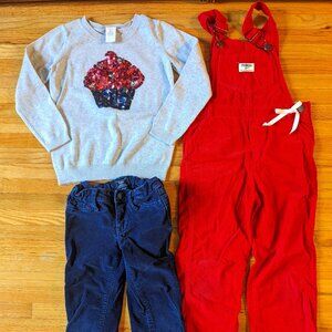 Fall Bundle Oshkosh Overalls, Gymboree Cupcake Sweater and Gapkids Corduroys 5